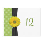 Yellow Gerbera Daisy Table Number Card