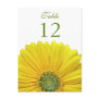 Yellow Gerbera Daisy Table Number Card