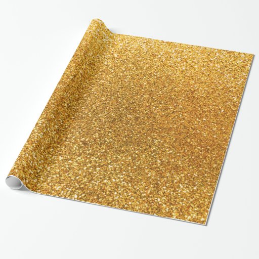 Yellow glitter wrapping paper Zazzle