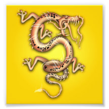 YELLOW GOLD DRAGON FANTASY CREATURE ORIENTAL GRAPH PHOTOGRAPH