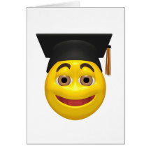 Yellow graduating smiley wearing cap greeting cards