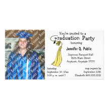 Yellow Graduation Party Photo Invitation Photo Card Template