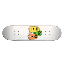 Yellow green orange ghosts with ties skate board deck