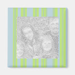 yellow grey blue stripes photo frame fridge magnet