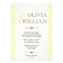 Yellow grey Moroccan tile ampersand modern wedding invitations