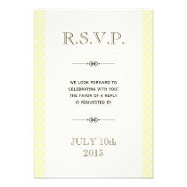 Yellow grey Moroccan tile ampersand wedding rsvp invitations