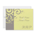 Yellow, Grey Reverse Swirl Wedding Matching RSVP invitations
