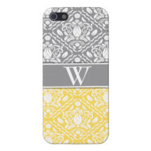 Yellow & Grey Trendy Monogrammed iPhone 5 iPhone 5 Covers