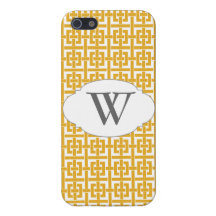 Yellow & Grey Trendy Monogrammed iPhone 5 iPhone 5 Case