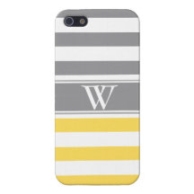 Yellow & Grey Trendy Monogrammed iPhone 5 iPhone 5 Cover