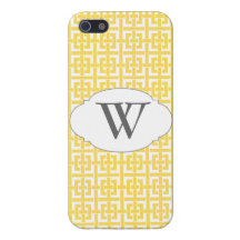 Yellow & Grey Trendy Monogrammed iPhone 5 iPhone 5 Case