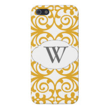 Yellow & Grey Trendy Monogrammed iPhone 5 iPhone 5 Cases