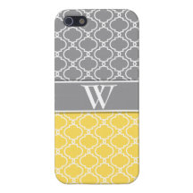 Yellow & Grey Trendy Monogrammed iPhone 5 Case For The iPhone 5