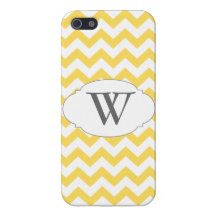 Yellow & Grey Trendy Monogrammed iPhone 5 iPhone 5 Case