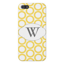 Yellow & Grey Trendy Monogrammed iPhone 5 iPhone 5 Cover