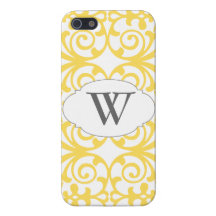 Yellow & Grey Trendy Monogrammed iPhone 5 iPhone 5 Cases
