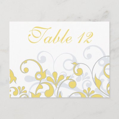 Wedding Placement Cards on Yellow  Grey    White Wedding Table Cards   Zazzle Co Uk