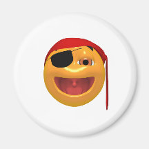 Yellow happy pirate wearing a eye patch refrigerator magnet