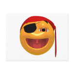 Yellow happy pirate wearing a eye patch postcards