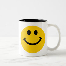 Yellow happy smiley face mug