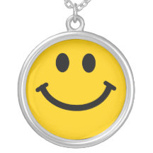 Yellow happy smiley face necklace