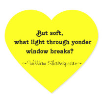 Yellow Heart William Shakespeare Quote Stickers