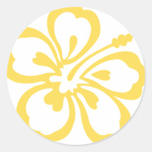 yellow hibiscus flower 12 round stickers