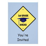 Yellow Highway Sign Graduation 1st Grade Personalised Announcement