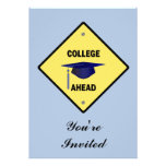 Yellow Highway Sign Graduation College Ahead Personalized Invite