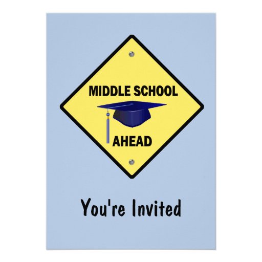 Yellow Highway Sign Graduation Middle School Personalised Invites