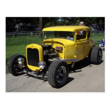 Yellow Hot Rod Postcards