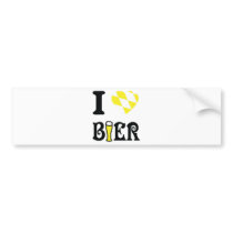 yellow I love Bier icon Bumper Stickers