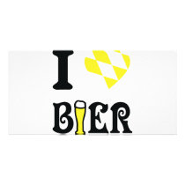 yellow I love Bier icon Customized Photo Card