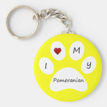 Yellow I Love My Pomeranian Key Chain