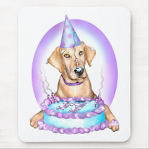 Yellow Lab Cake Face Birthday Mouse Mat