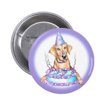 Yellow Lab Cake Face Birthday Pinback Buttons