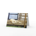 Yellow Lab with Cabin Blank Greeting Card