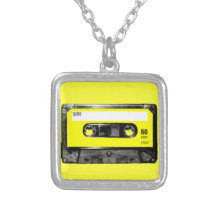 Yellow Label Vintage Cassette Personalized Necklace