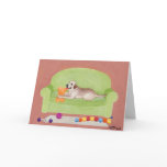 Yellow Labrador on the green couch cards