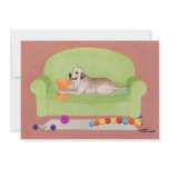 Yellow Labrador on the green couch invitations