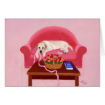 Yellow Labrador on the pink couch cards