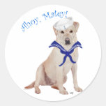Yellow Labrador Sailor Round Sticker
