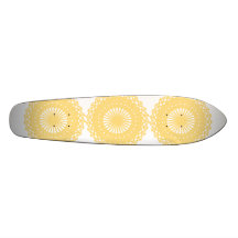 Yellow Lace Design Pattern. Skate Board