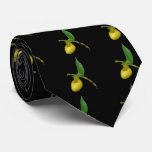 Yellow Lady Slipper Flower Nature Neck Tie