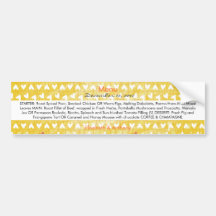 yellow little hearts wedding menu bumper sticker