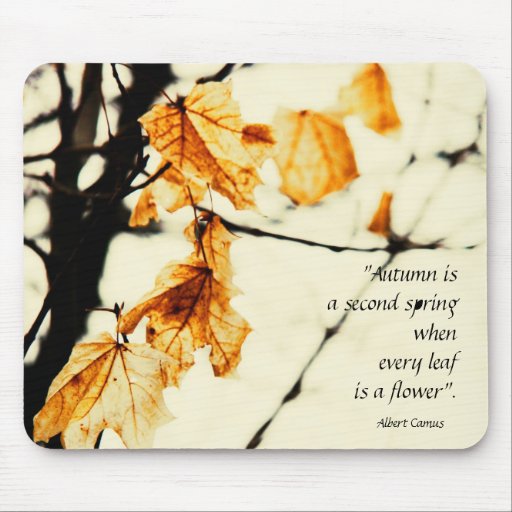 Yellow maple leaves autumn quote mousepad