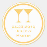 Yellow martini wedding favour tag seal label sticker
