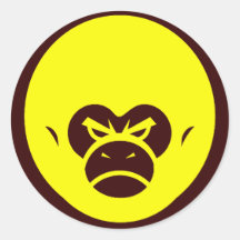Yellow Million Monkey Logo Round Sticker