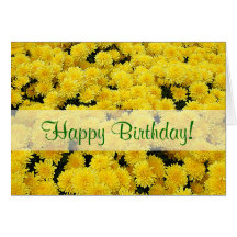 Yellow Mums Happy Birthday Card