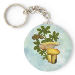 Yellow Mushrooms with seed pods keychain
